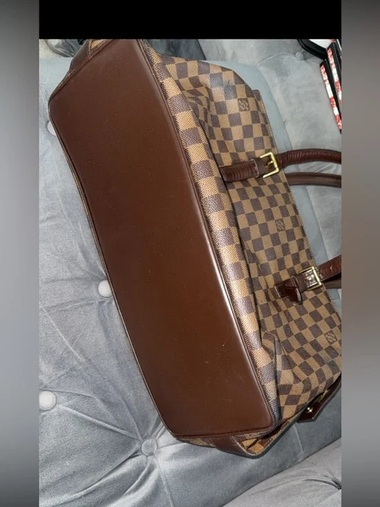 Louis Vuitton Chelsea Tote Damier Ebene Checkered Brown Leather Trim - Picture 5 of 5